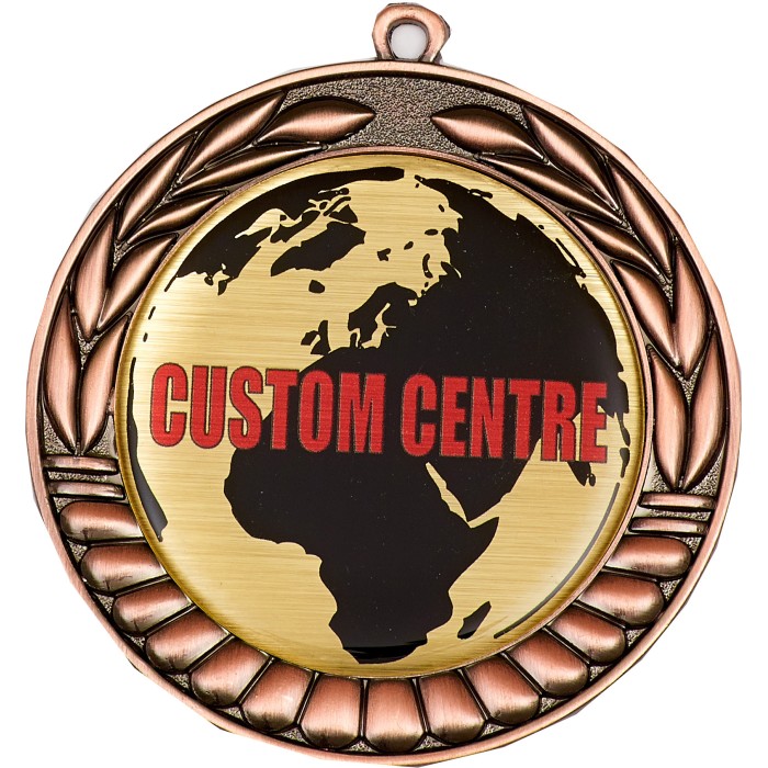 70MM LEAF DESIGN CUSTOM DOMED CENTRE MEDAL - GOLD,SILVER OR BRONZE